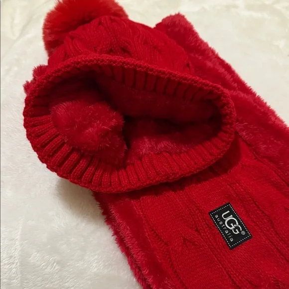 NWOT UGG Bright Red Knit Infinity Hat and Scarf Set - Picture 6 of 6